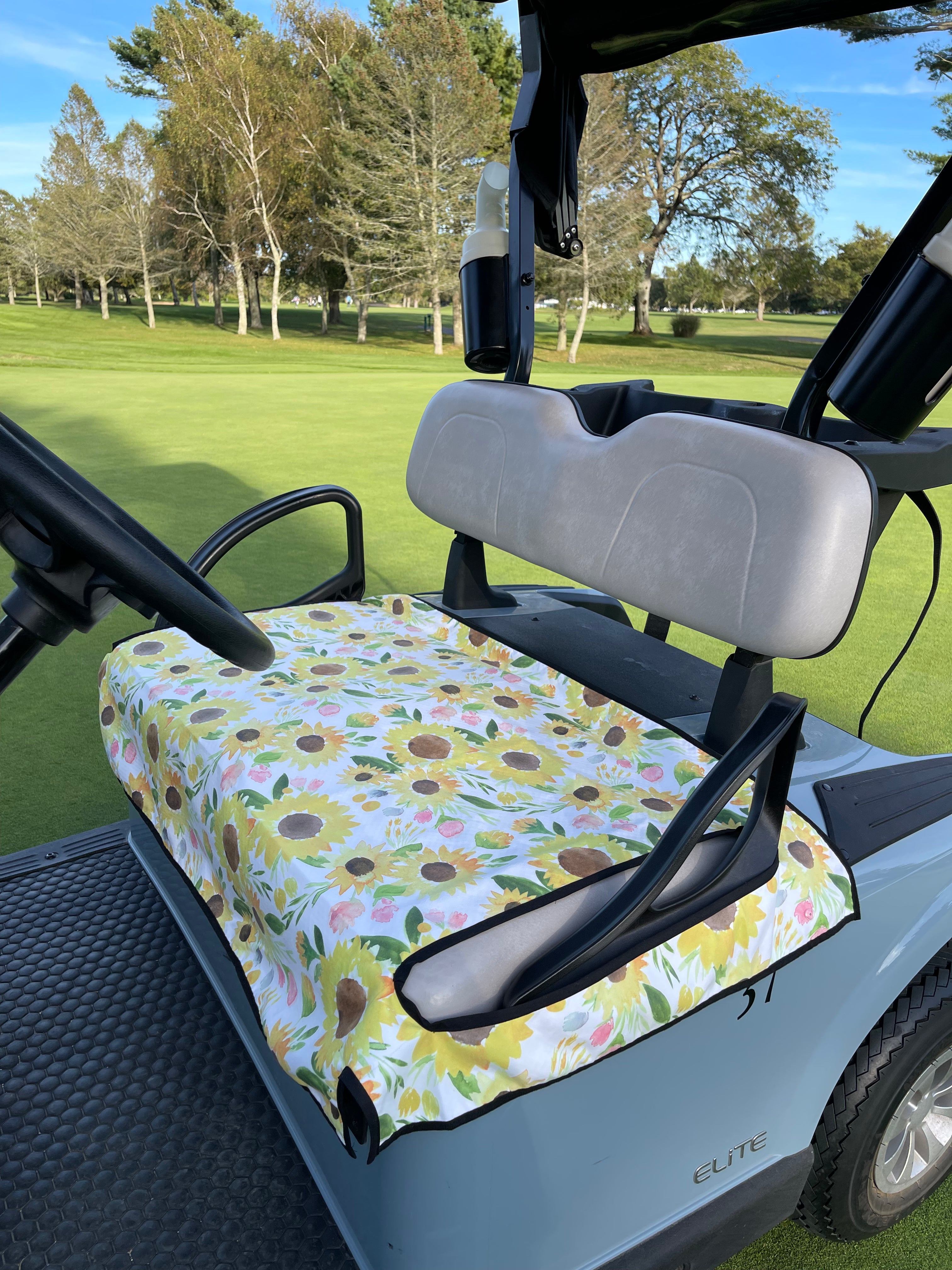 Golf Cart Slip On Bottom Seat Cover With Armrest Openings