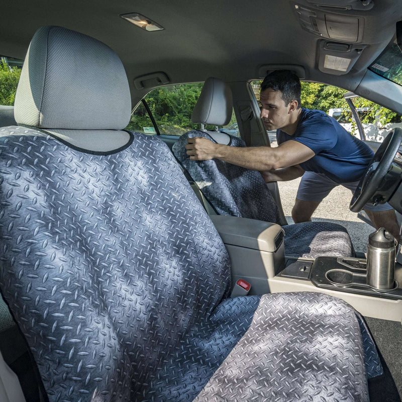 SeatSpin:Gray Diamond Plate Waterproof Seat Cover