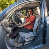 Couple on Gray Diamond Plate Car Seat Covers From SeatSpin