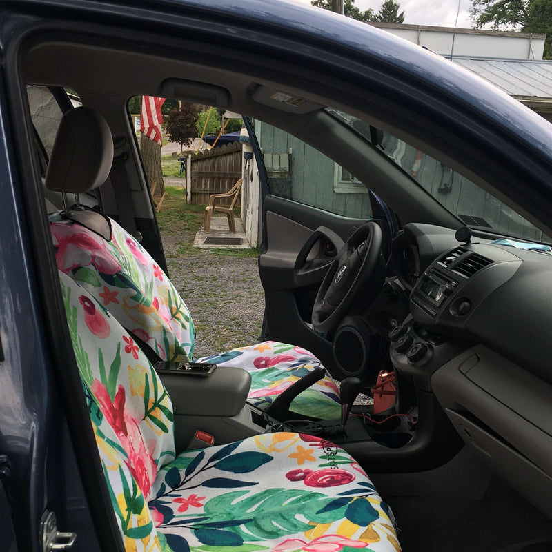 Red, Pink, Yellow and Green Bohemian Floral Print Quick-Dry Car Seat Cover From SeatSpin