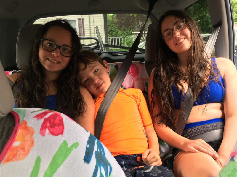 Children in Swimsuits on Floral Car Seat Covers  From SeatSpin