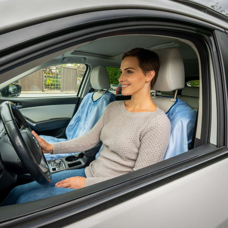 Woman On Cool Blue Marble Car Seat Cover From SeatSpin