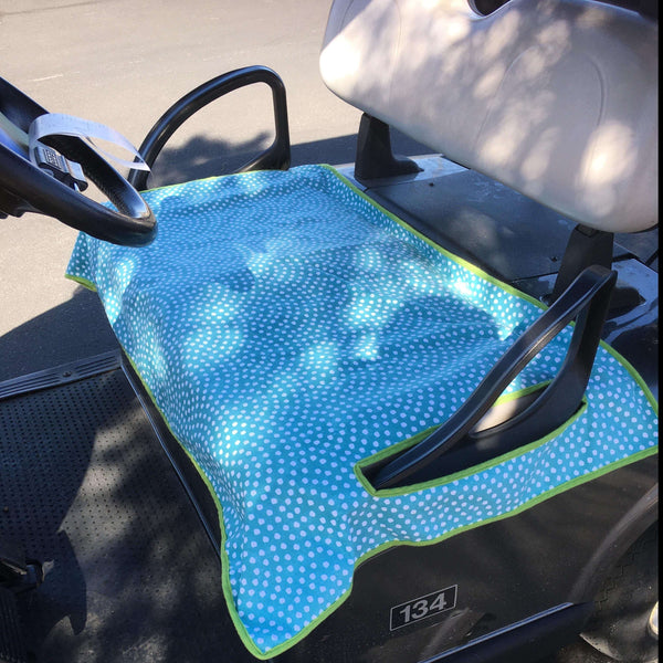 Teal Golf Cart Seat Cover with White Polka Dots From SeatSpin