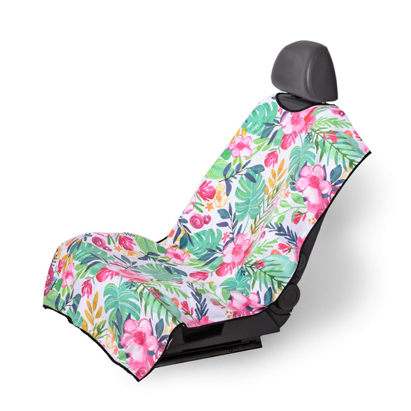 Red, Pink, Yellow And Green Floral Print Front Car Seat Cover From SeatSpin