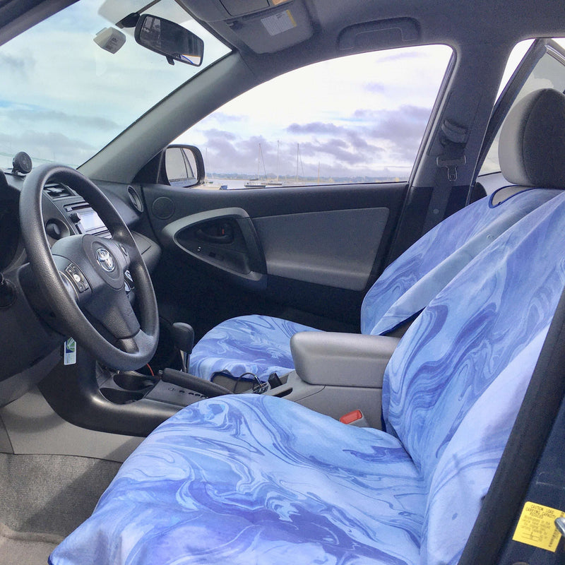 Cool Blue Marble Car Seat Covers On Both Front Seats